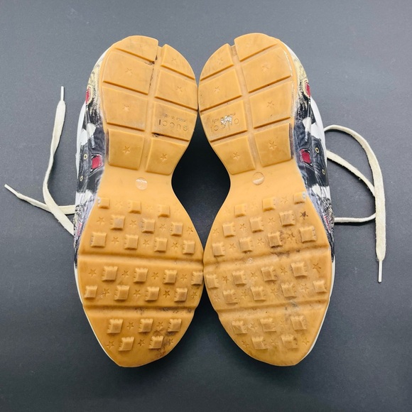 Gucci Rhyton Great White Tiger Leather Animal Print Logo Men's Sneakers Size 8 - Picture 10 of 10